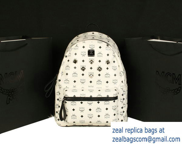 High Quality Replica MCM Stark Backpack Jumbo in Calf Leather 8006 White